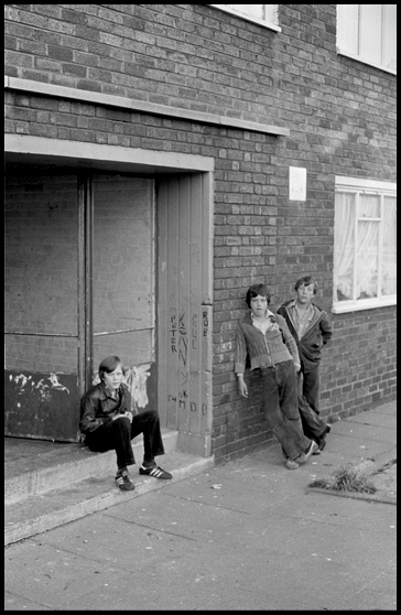 three boys near the entrance bangor Street